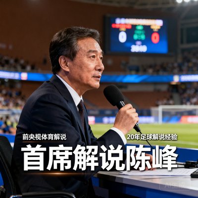 首席解说陈峰，前央视体育解说，拥有20年足球解说经验